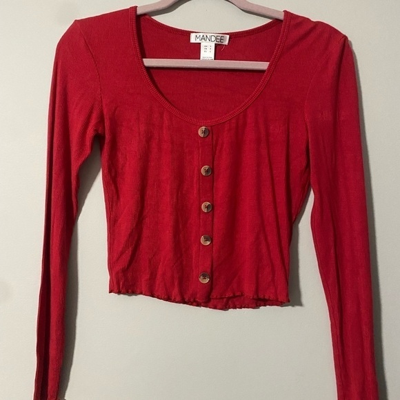 LONG sleeve crop top red - Picture 1 of 3